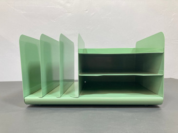 SOLD - Vintage Letter Holder/In-Out Tray Combo Organizer - Refinished in Pale Green