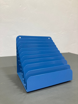 SOLD - Small Stepped 10-Slot Steel Organizer - Refinished in Moon Blue