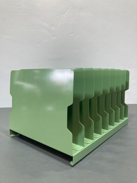 Mid Century 8 Slot Desktop File / Paper Organizer - Refinished in Green