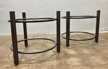 Circular Steel Side Tables, Pair of 2 - Refinished in Slate Grey