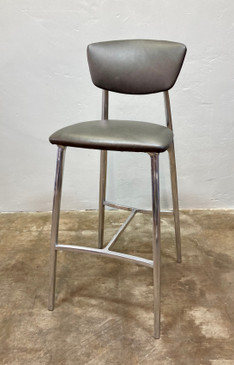 Cast Aluminum Bar Stool with Fresh Leather Upholstery