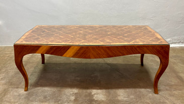 1970's Italian Parquet Olive-Wood Coffee Table