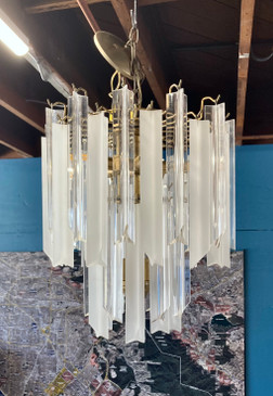 Vintage 1970's Clear and Frosted Lucite Chandelier