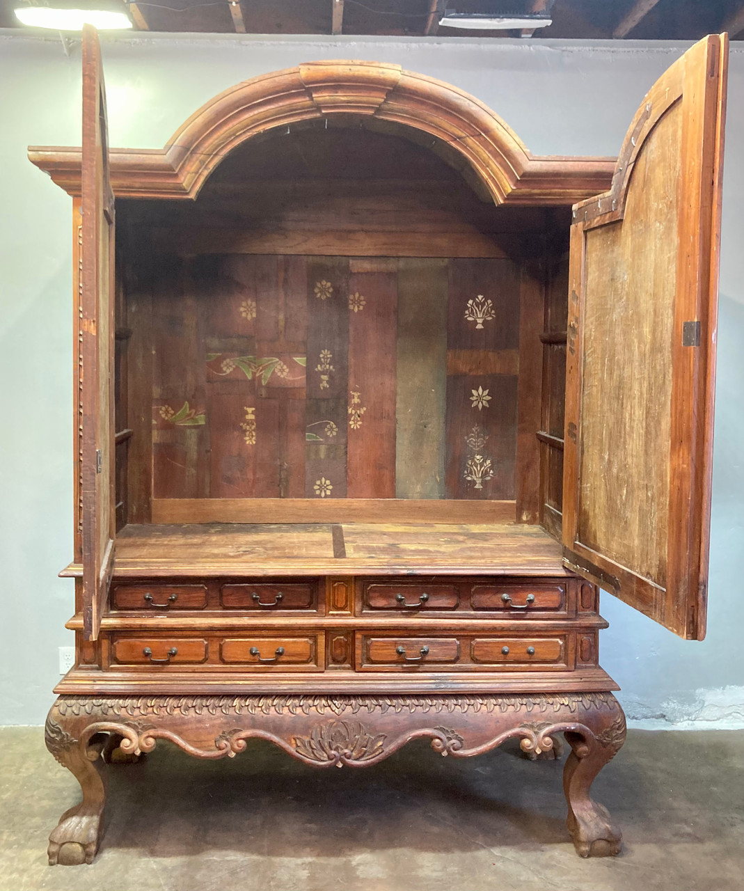 木製ラック・ウッドラック ARMOIRE PALISSANDRE - NEW DELHI TEAK 1800s Antique Dutch Colonial Style Teak Wood Armoire