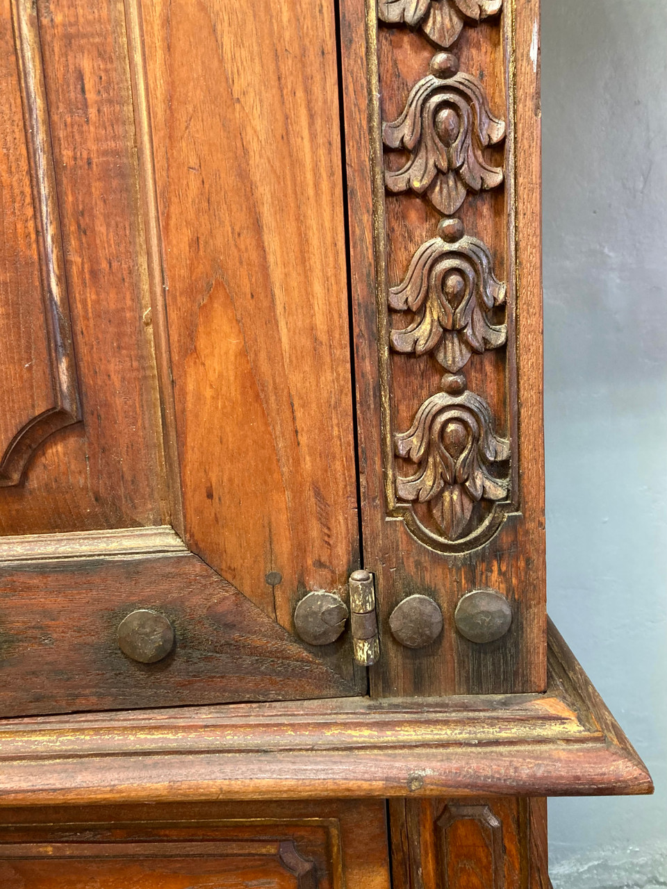 1800s Antique Dutch Colonial Style Teak Wood Armoire