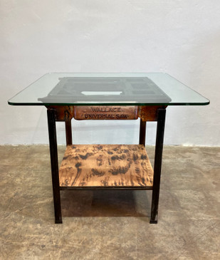 Refurbished "Wallace Saw Co." Machine Table with Glass Top