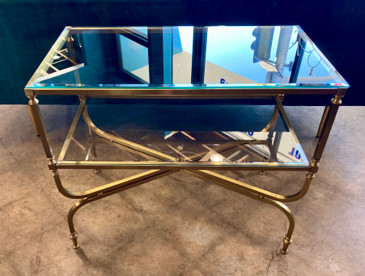 Hollywood Regency Brass Console Table