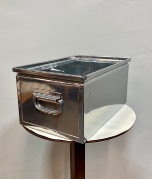 SOLD - Powdercoated Mid-Century Steel Storage Bin (Chrome)