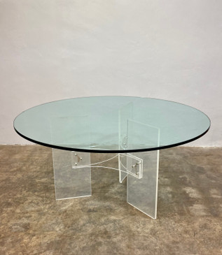Vintage Retro Futuristic Lucite and Glass Dining Table