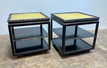 Mid-Century Black Laquer Side Tables, Pair