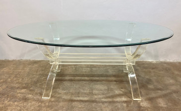 Hollywood Regency Lucite and Glass Dining Table