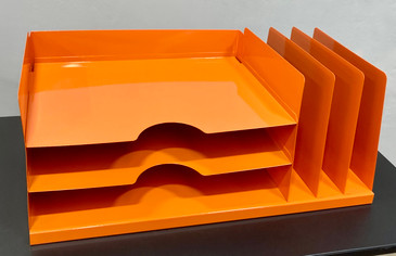Vintage Letter Holder/In-Out Tray Combo Organizer - Refinished in Orange