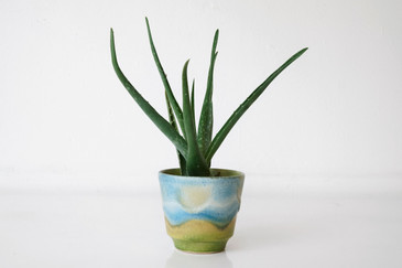 SOLD - Vintage German Ceramic Planter with Paint Drip Glaze