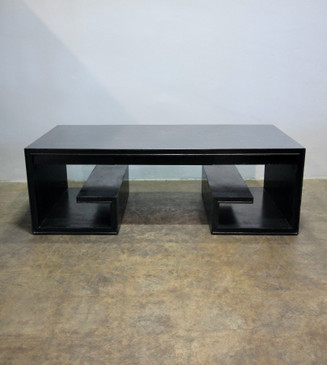 Large Black Lacquer Thomas Pheasant for Baker Greek Key Coffee Table