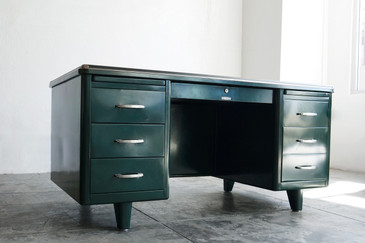 SOLD - McDowell Craig Deco Style Tanker Desk, Refinished