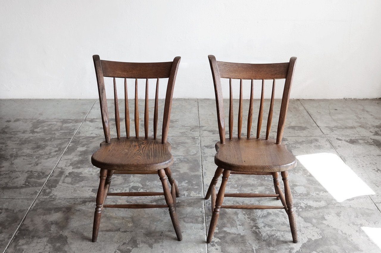 SOLD - Pair Of Primitive Early American Spindle Side Chairs, Antique SOLD - Pair of Primitive Early American Spindle Side Chairs, Antique - SOLD - Pair Of Primitive Early American Spindle Side Chairs, Antique