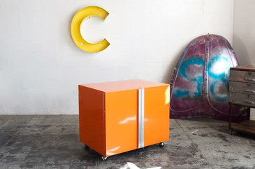 SOLD - Vintage Steel Office Cabinet, Refinished in Tangerine Orange