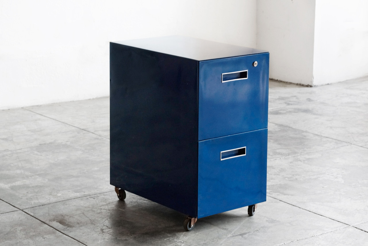 Sold Vintage File Cabinet On Casters Refinished In Navy Blue