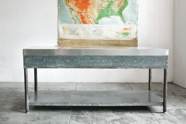 SOLD - Galvinized Steel Industrial Work Table/ Display Table, c. 1960s