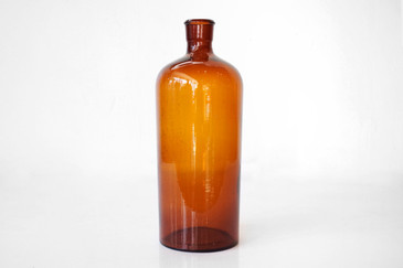 SOLD - Old Large Glass Bottle, Amber Colored, Weathered