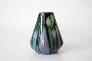 SOLD - Vintage Ceramic Vase, Geo Shape with Drip Glaze, Signed