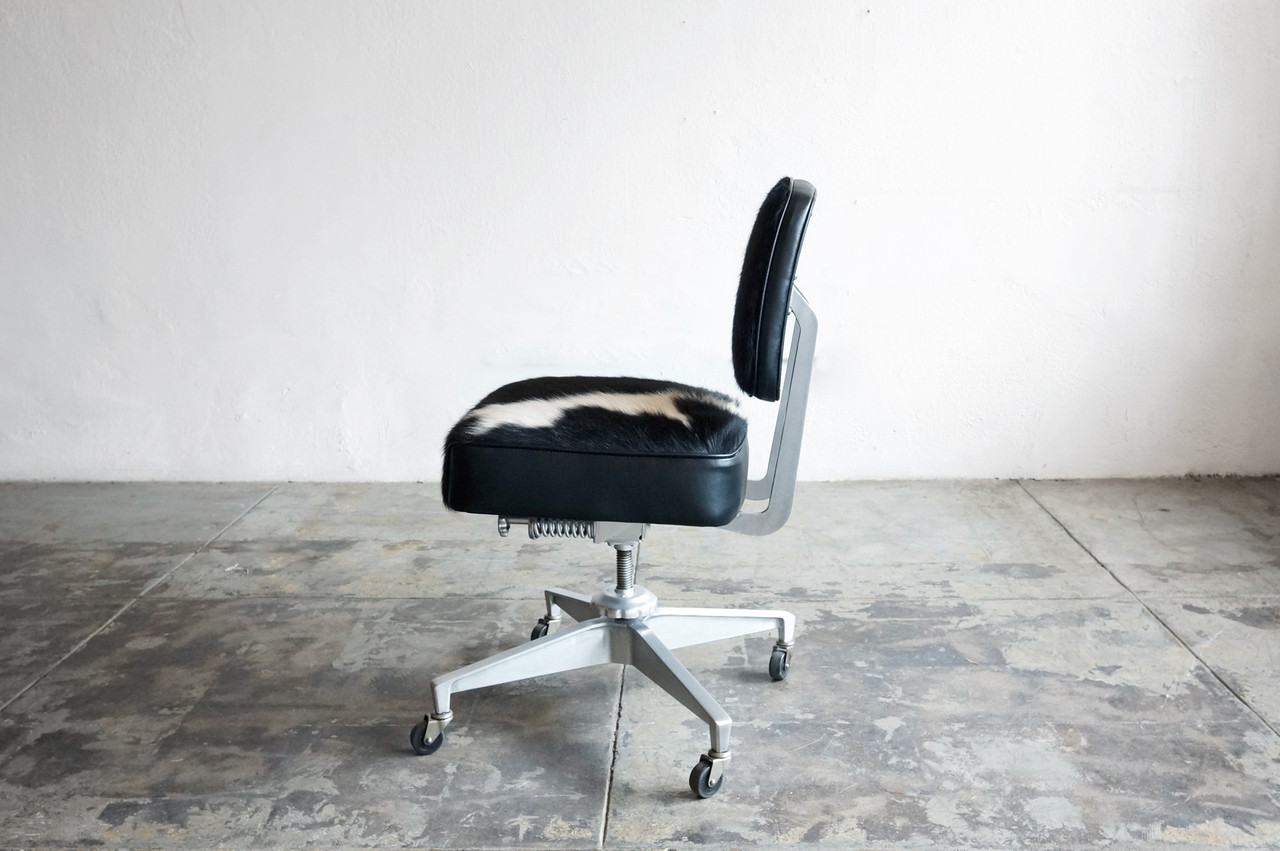 SOLD Vintage Armless Task Chair in Cowhide Rehab