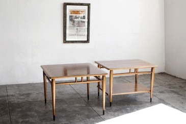 SOLD - Pair of Mid Century Modern Walnut Side Tables by LANE