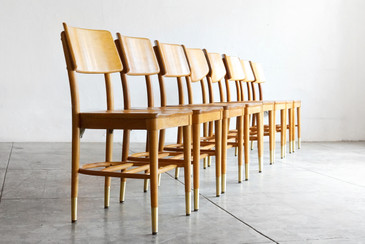 SOLD - Set of 8 Bentwood School Chairs by Thonet, 1950s