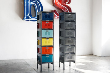 1 x 6 Vintage Locker Basket Unit, Refinished