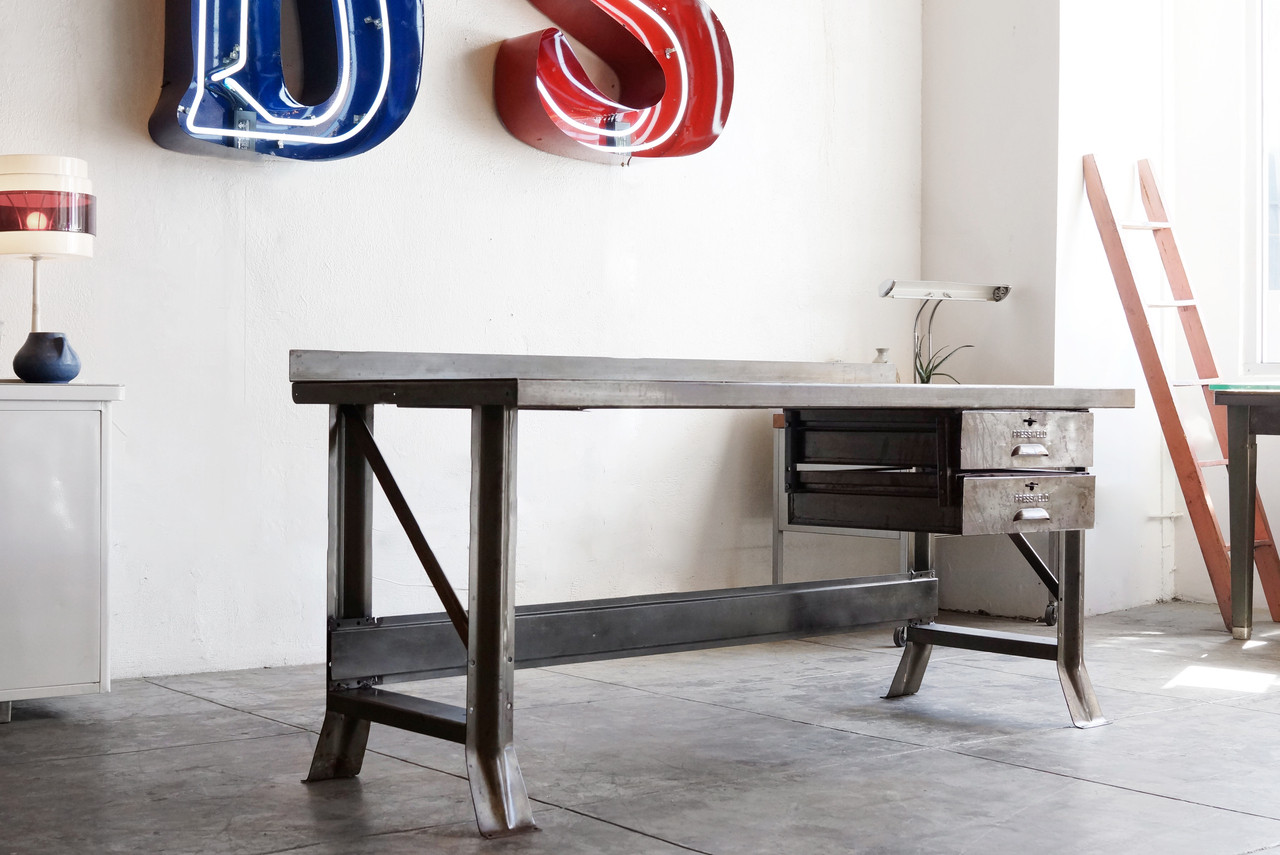 SOLD - Vintage Industrial Workbench by Pressweld, 1940s - Rehab