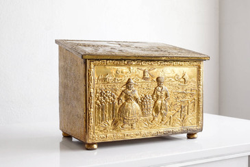 SOLD - Large Antique Brass Coal Bin, England, c. 1890