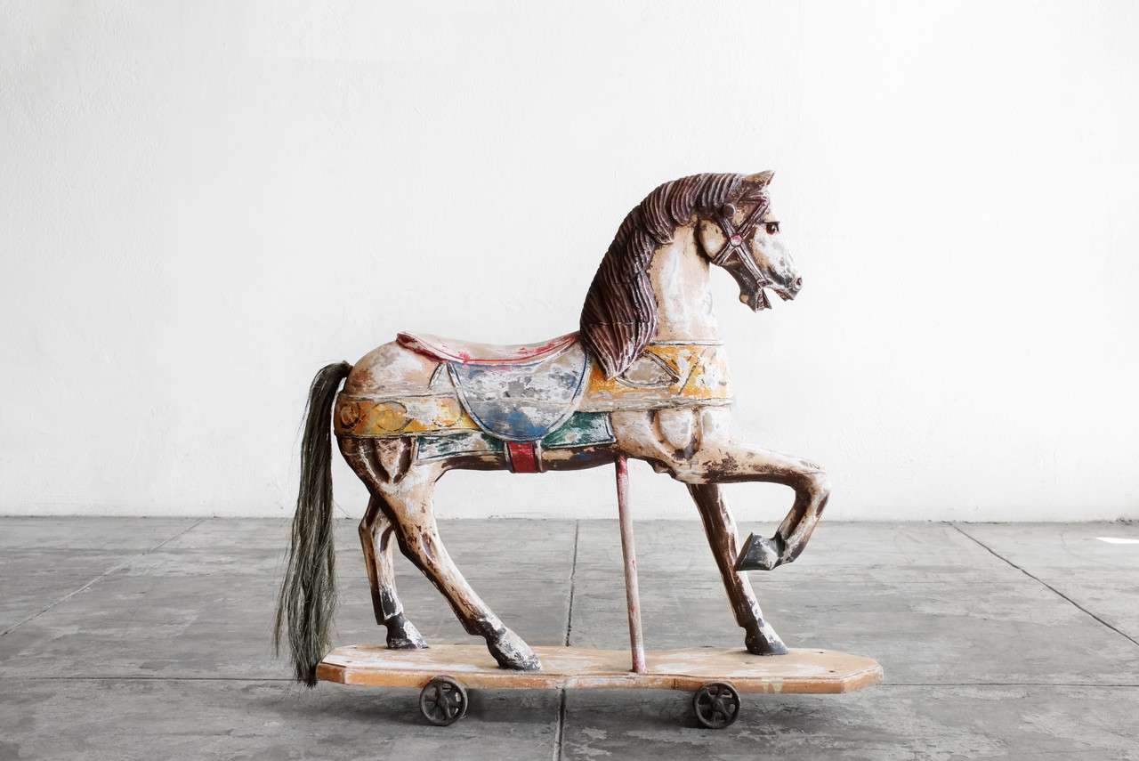 SOLD - Antique Horse Toy, Handpainted - Rehab Vintage Interiors