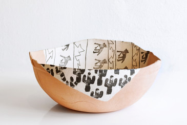 SOLD - Large Studio Pottery Bowl, Southwestern Motif, Signed 