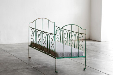 SOLD - Antique French Wrought Iron Baby Crib 