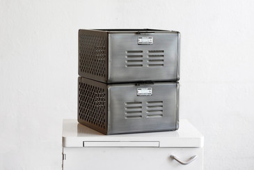 SOLD - 1950s Reclaimed Locker Basket Refinished in Natural Steel