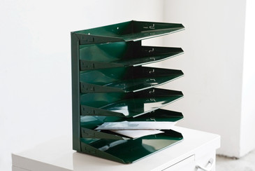 SOLD - Retro Office File Holder Refinished in Forest Green