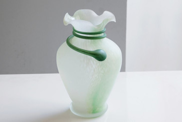 SOLD - Art Nouveau Glass Vase with Snake Vine, c. 1980