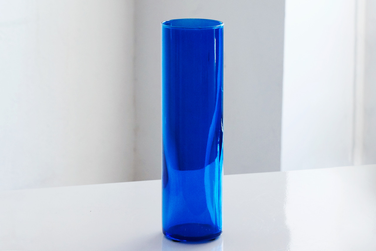 Sold Minimalist Blue Glass Vase C 1970s Rehab Vintage Interiors