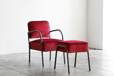 SOLD - 1950s Royal Chrome Armchair and Ottoman
