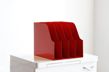 SOLD - Mid Century Desktop File Holder, Red