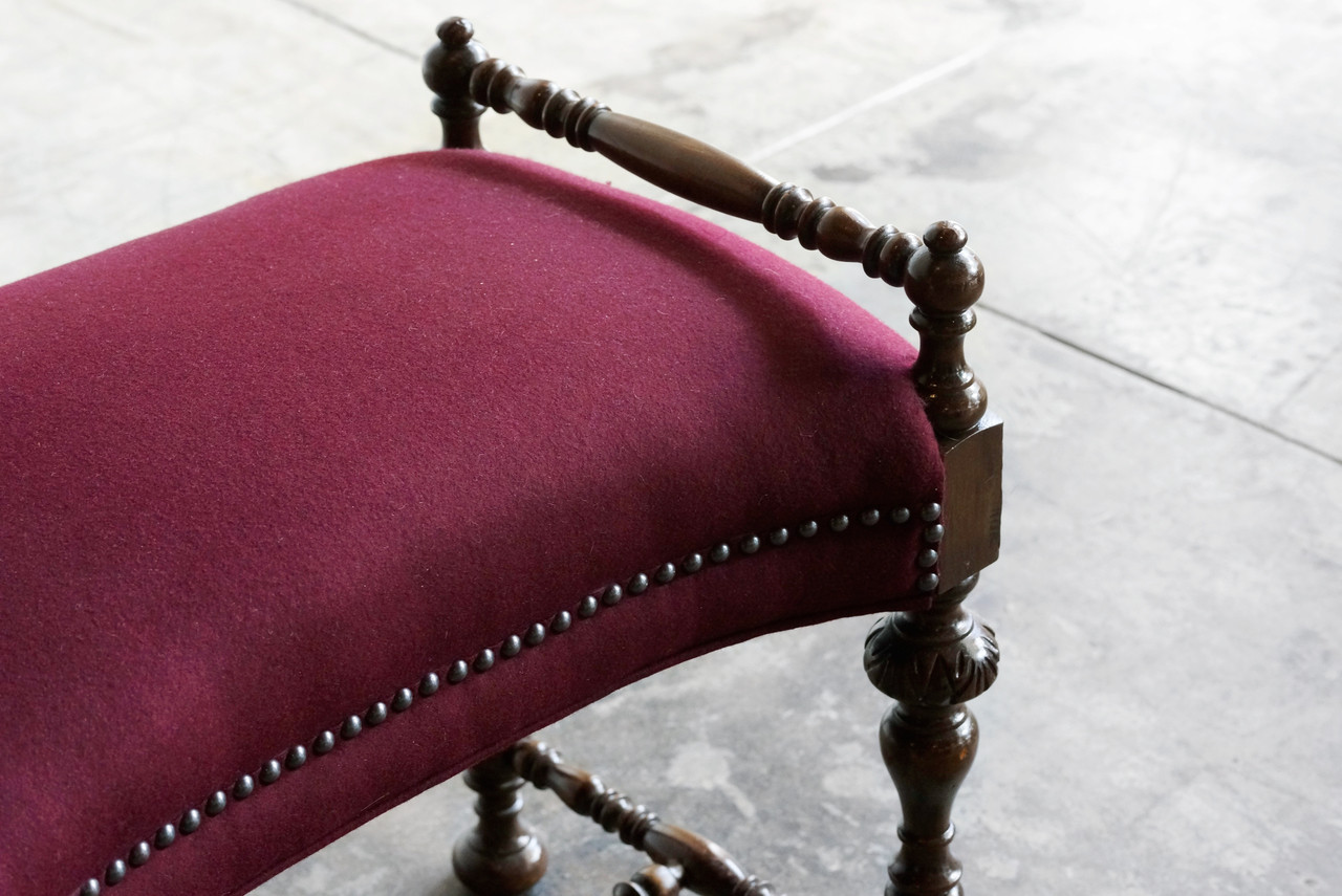 SOLD Antique Vanity Seat/ Piano Bench, Reupholstered Rehab Vintage