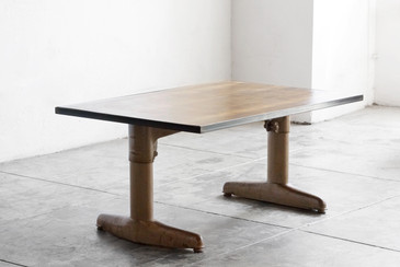 SOLD - Mid Century Coffee Table on Industrial Base
