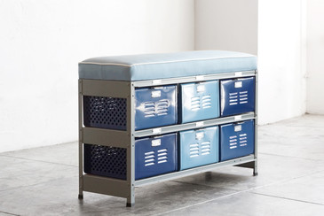 3 x 2 Vintage Locker Basket Unit with Padded Bench Seat