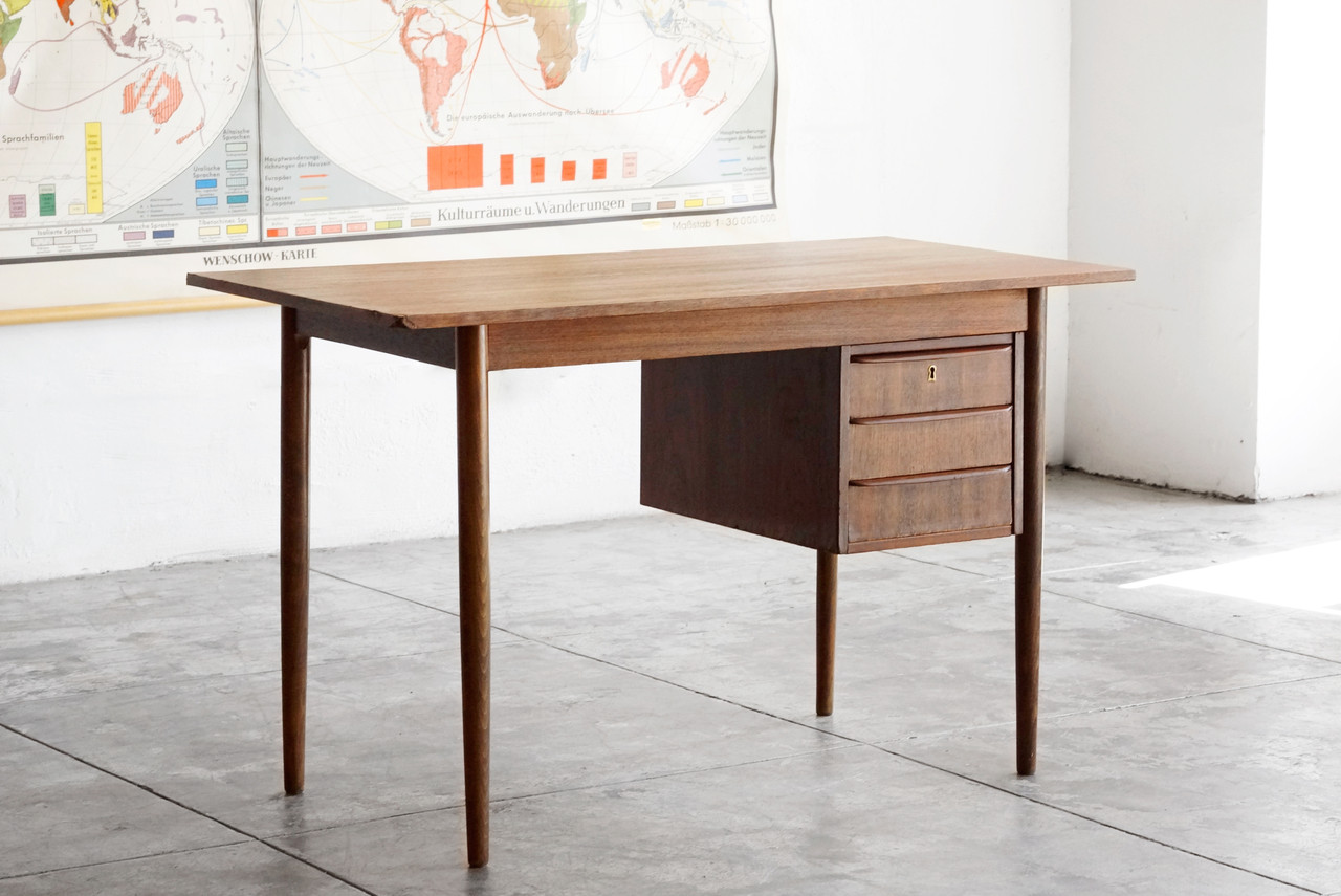 Danish Modern Wood Desk With Floating Drawers Rehab Vintage