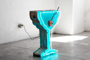 SOLD - Large Neon Cocktail Glass/ Martini Sign, Handpainted