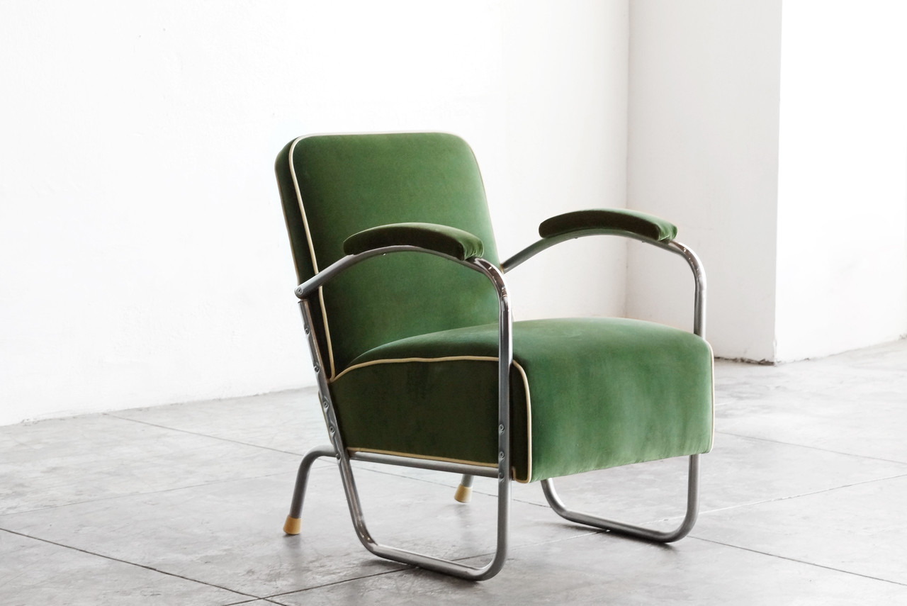Sold 1930s Art Deco Club Chair In Kelly Green