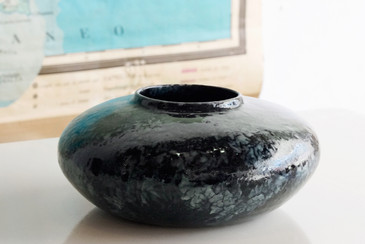 SOLD - Vintage Ceramic Ikebana Vase with Crackle Glaze