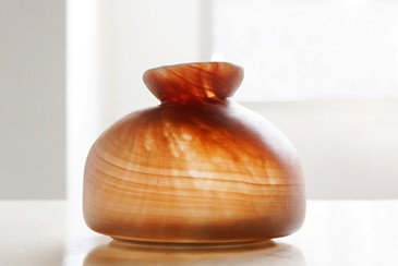 SOLD - Vintage Glass Pouch Vase, Handmade