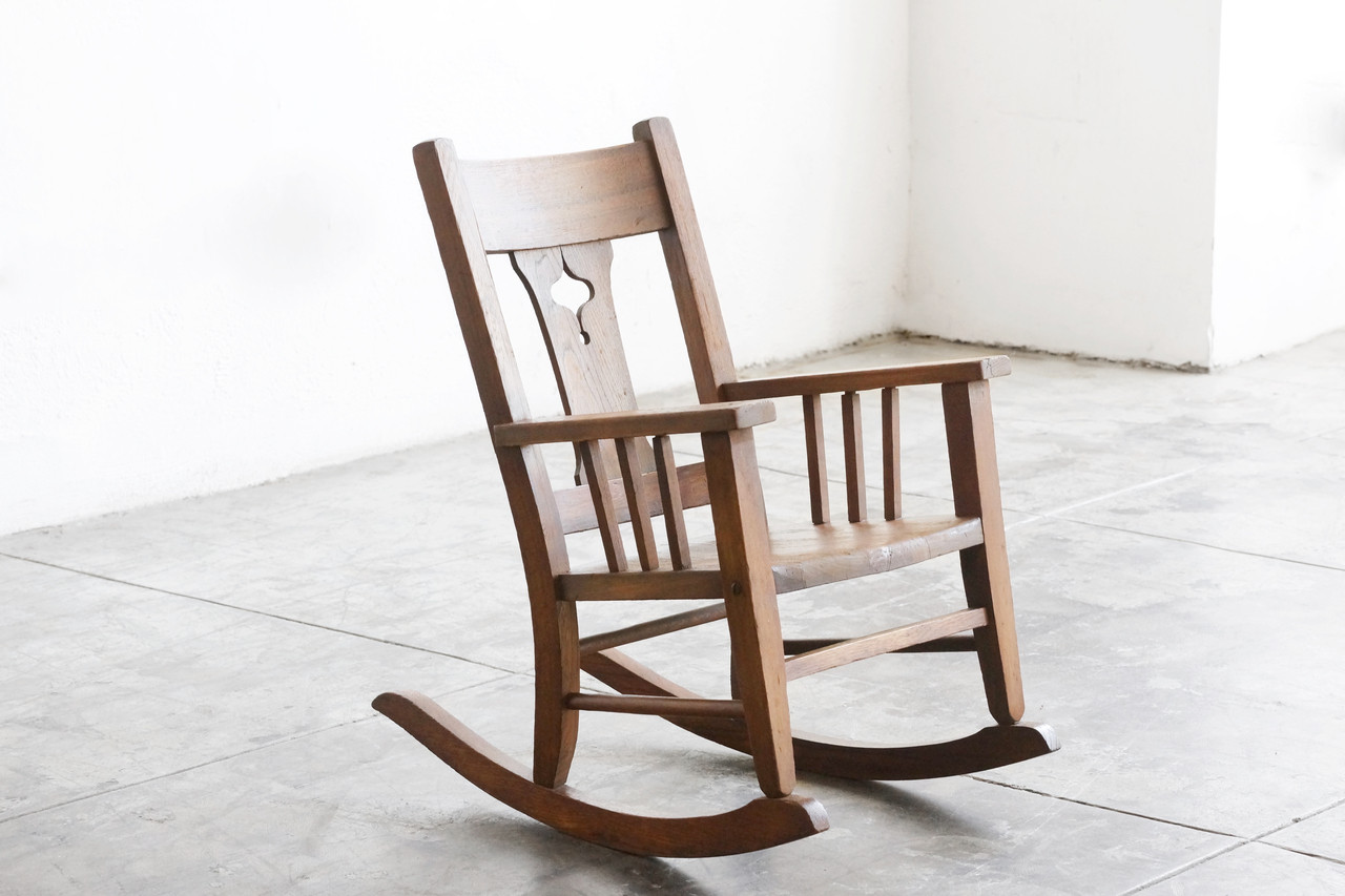 wooden childs rocking chair