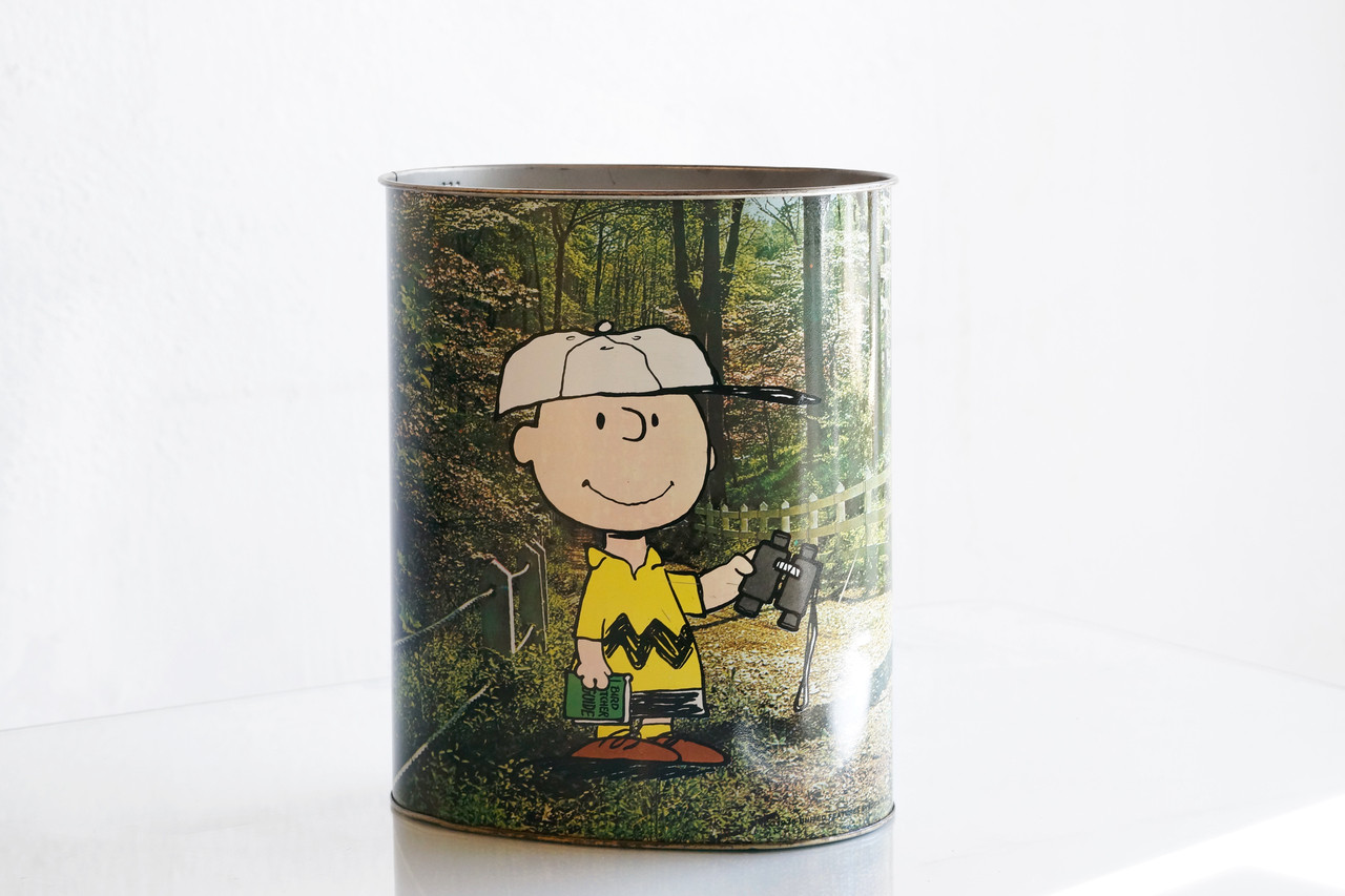 1970s Charlie Brown & Snoopy Trash Can - Rehab Vintage Interiors